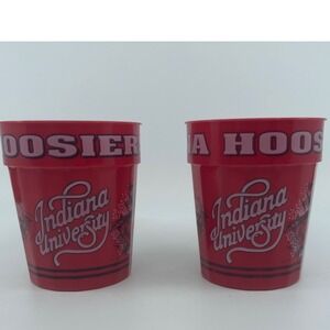 Vtg Indiana University Hoosiers Plastic Cups Set of 2 Red